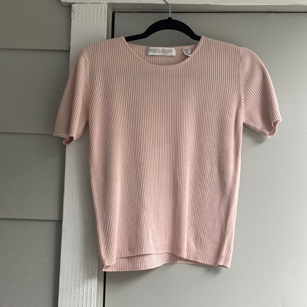 Valerie Stevens pure silk ribbed t shirt